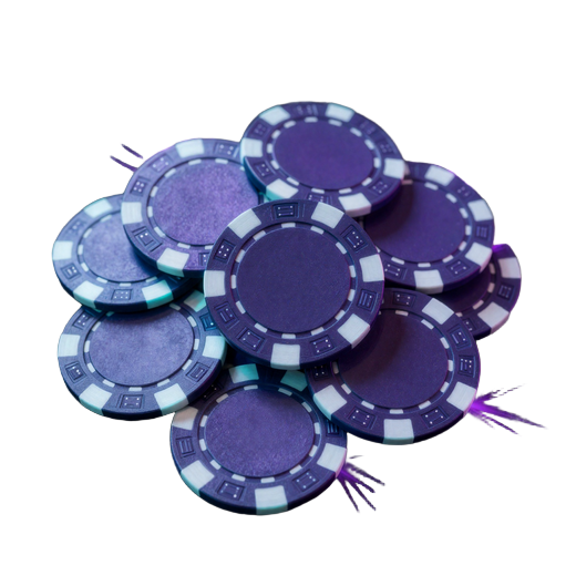 Leuchtendes t&uuml;rkis-violettes Casino-Chip-Motiv f&uuml;r das 30% VIP-Cashback bei GambleZen